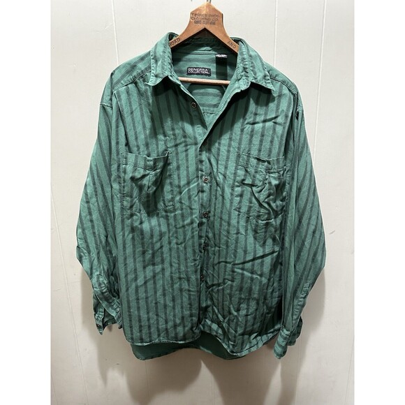 Generra Collection Men's Green Striped Long Sleeve Button Up Shirt Size Medium - Picture 1 of 5